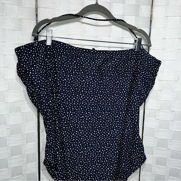J. Crew Women’s Ruched Bandeau One Piece Swimsuit In Dot Womens Plus Size 24 - Picture 6 of 15